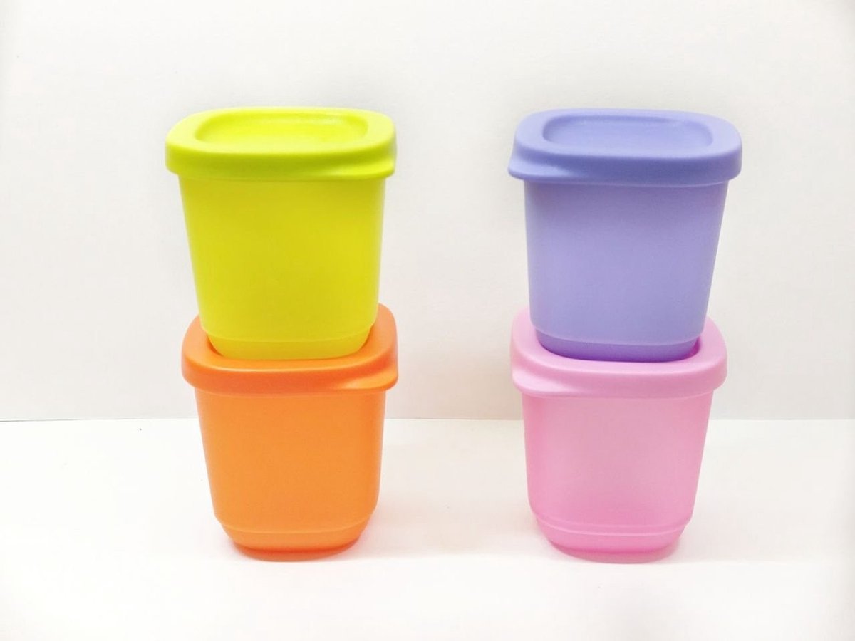 Omgoods - Set van 4 Plastic Koelkast- en Afhaalcontainers Cubix 110 ml