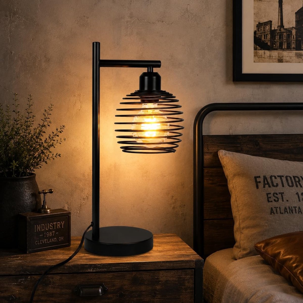 Omgoods - Vintage Tafel Lamp E27 - Retro Bureau Lamp voor Slaapkamer en Woonkamer