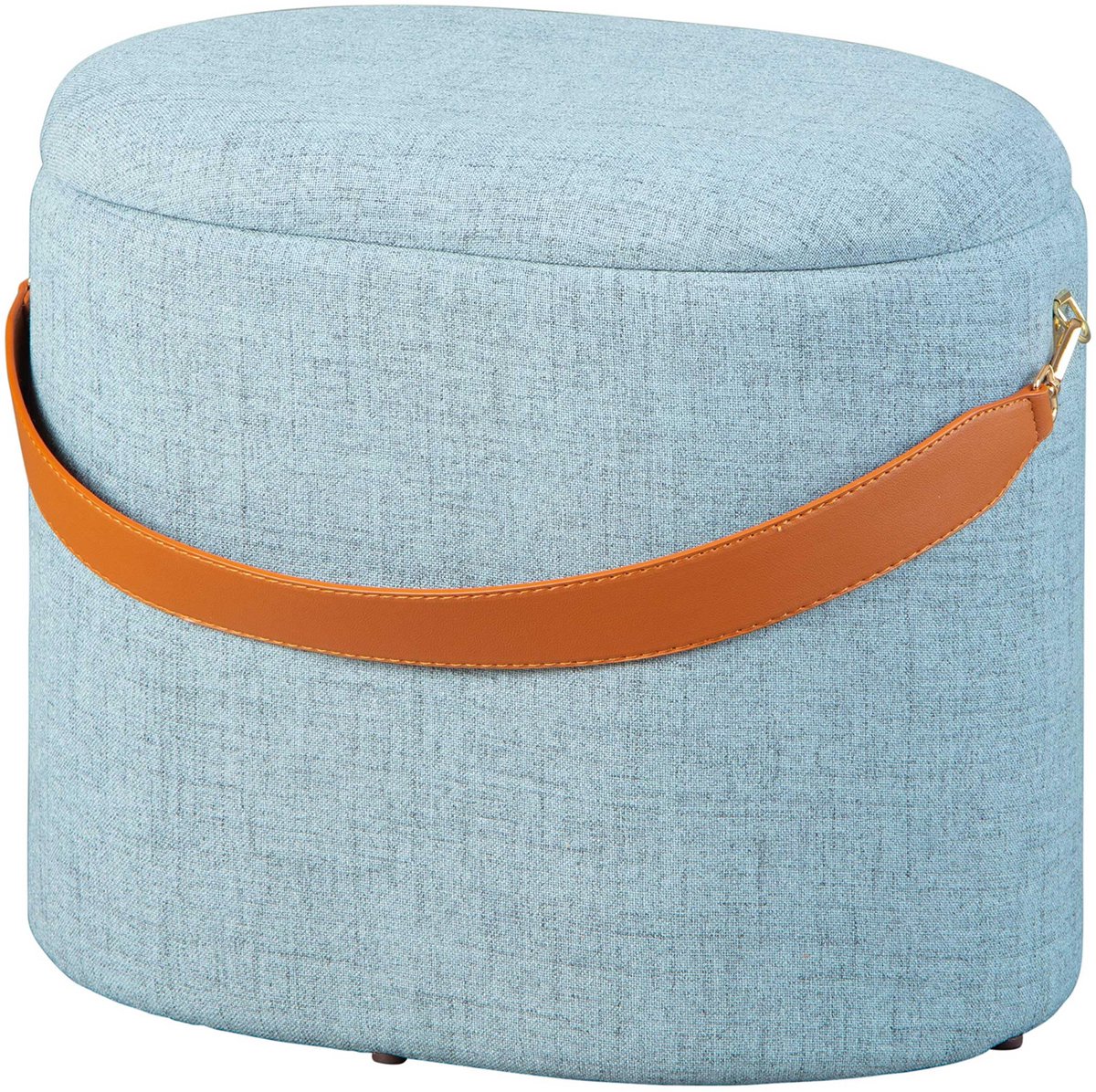 Omgoods - Grey Pouf met Opbergruimte en Faux Leren Handvat - 42 x 30 x 36 cm