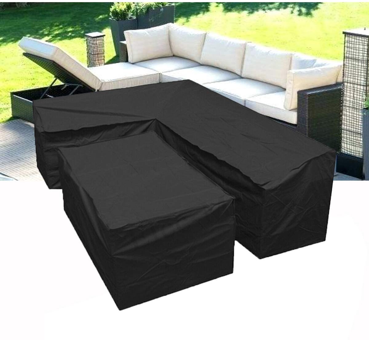 Omgoods - L-vormige Outdoor Bankhoes - Duurzame Tuinmeubel Bescherming (210D, Zwart)
