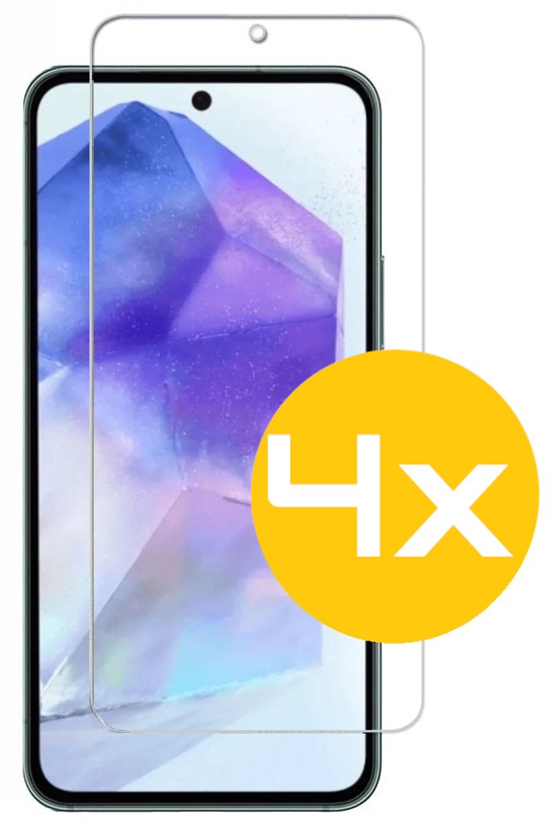 Screenprotector Geschikt Voor Samsung Galaxy A55 - Glasplaat - Tempered Glass - 4 Stuks