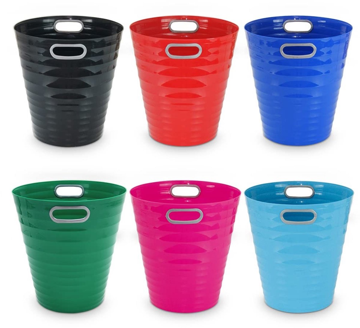 Omgoods - Set van 6 Plastic Papieren Prullenbakken voor Kantoor en Thuis