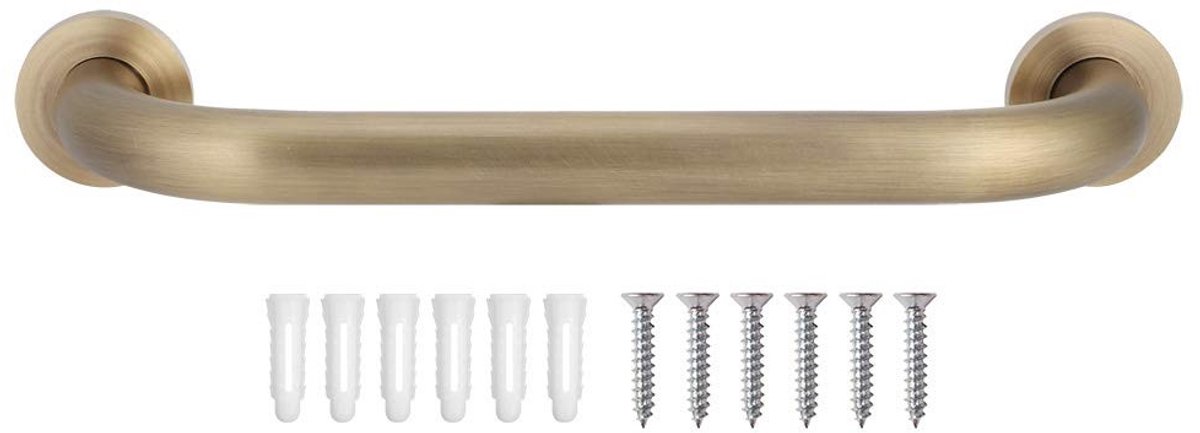 Omgoods- Badleuning 30 cm - Antiek Messing - Veiligheid Ondersteuning - Bad Handgreep - Luxe Design - Laadvermogen 60 kg - Badhandgreep