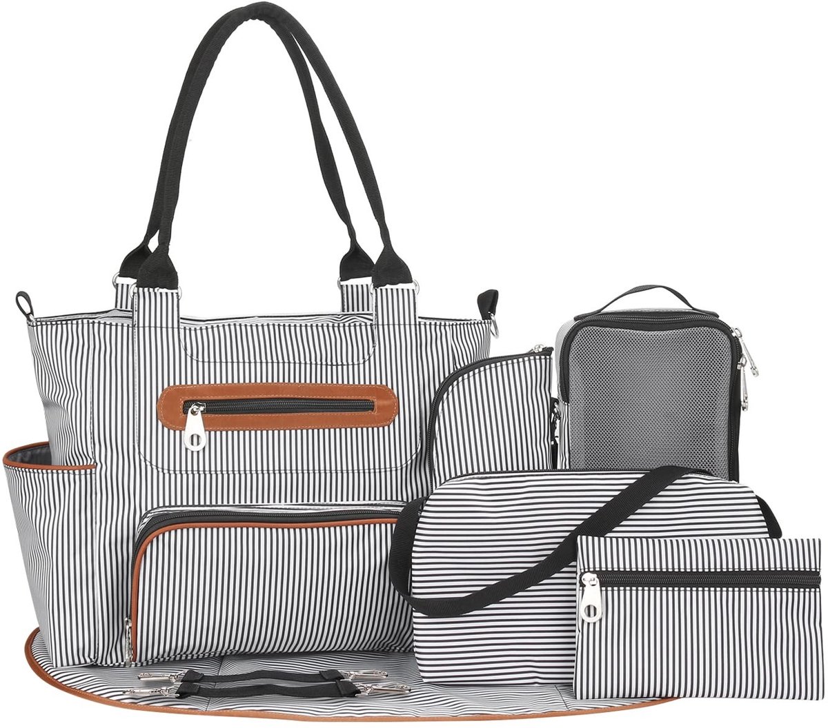 Omgoods - Set van 7 Multifunctionele Luiertassen met Mat