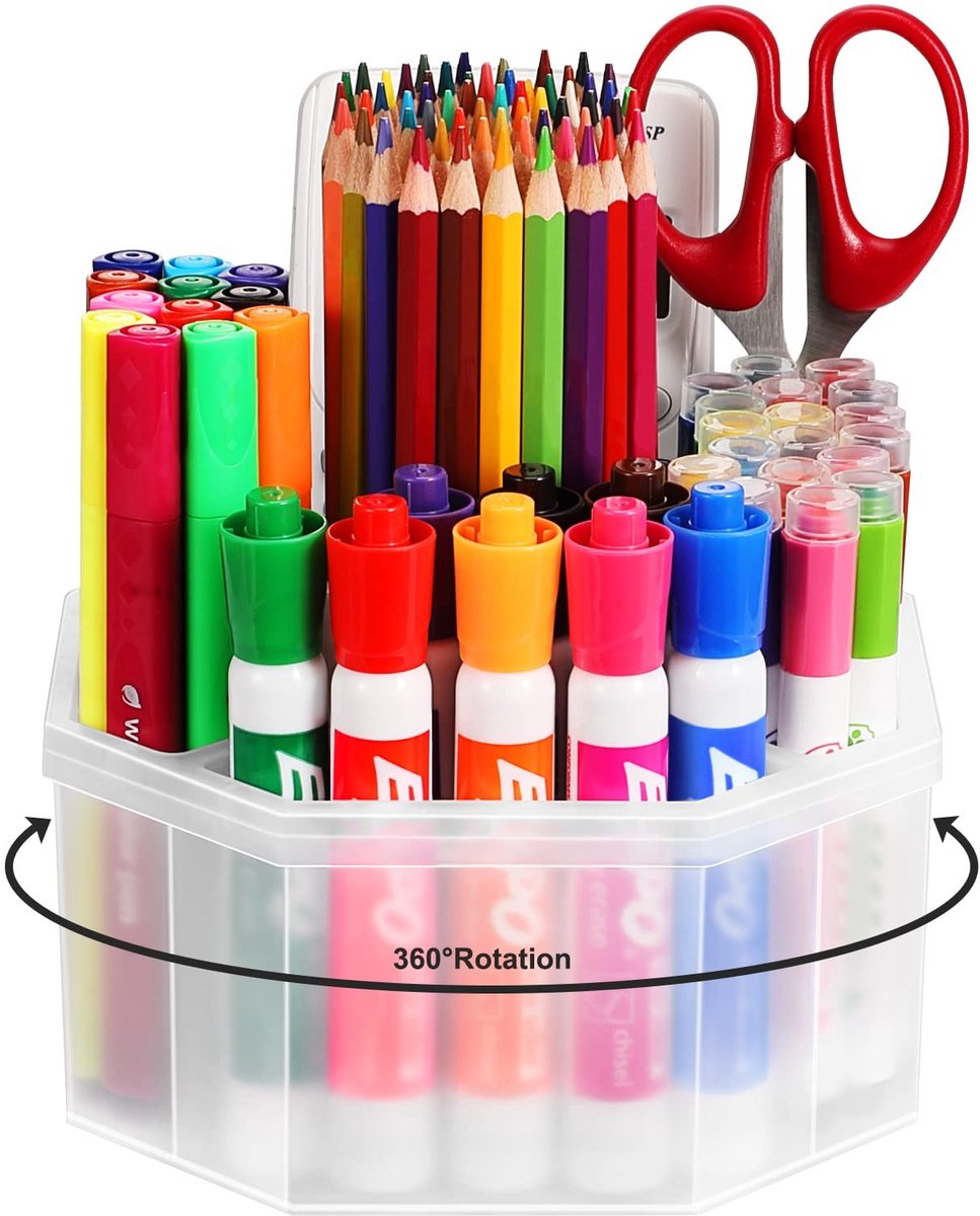Omgoods - 360 Graden Roterende Transparante Bureau-Organizer en Penhouder