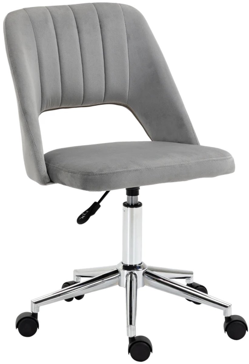 Bureaustoel - In Hoogte Verstelbaar - 360° Draaibaar - Kantoorstoel - Gamestoel - Volwassenen Stoel - Directiestoel - Computerstoel - Gebogen Vorm - Fluweellook - Ergonomische Kaptafelstoel voor Slaapkamer, Studeerkamer - Grijs