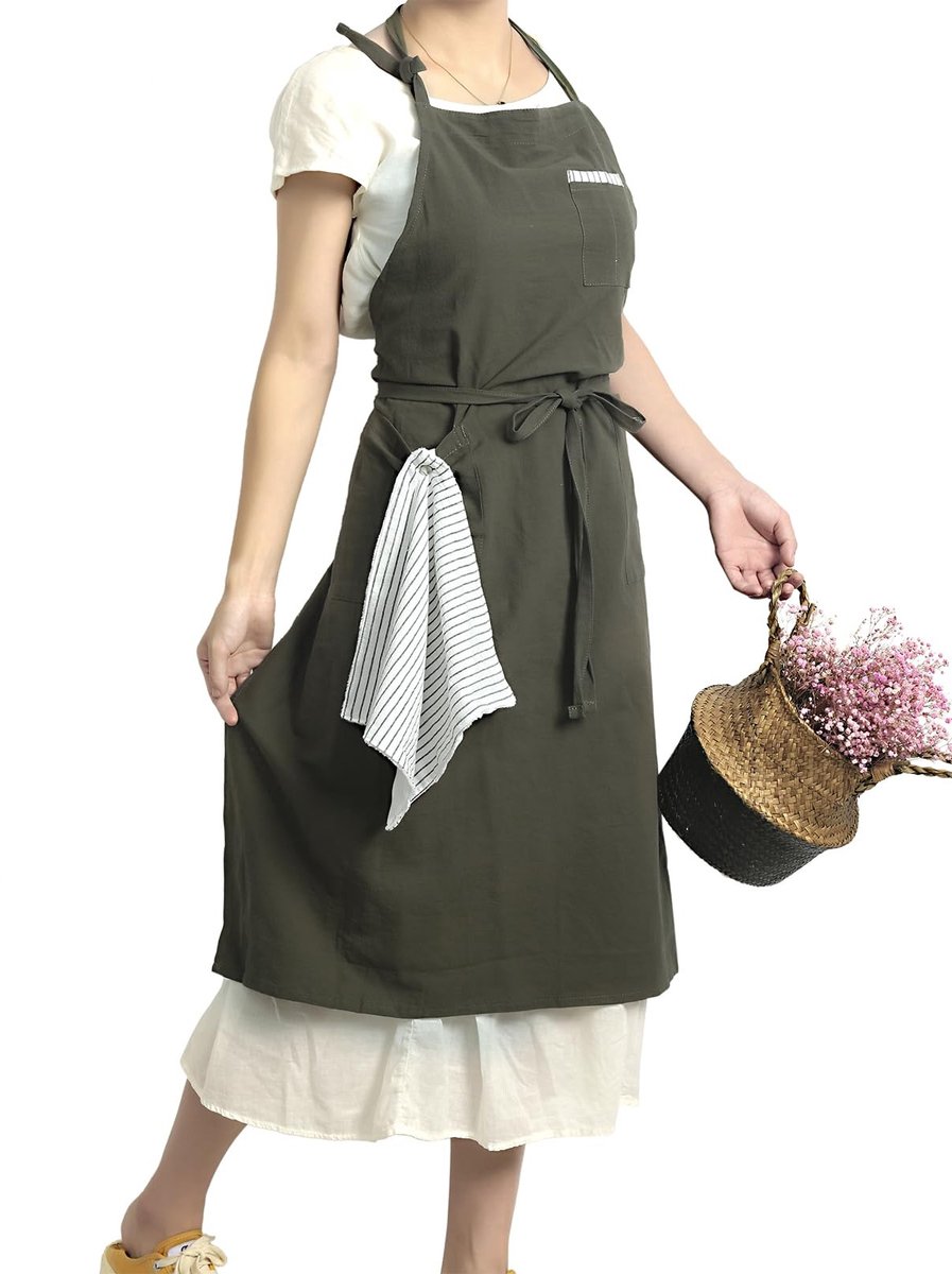 Omgoods - Retro Katoenen Linnen Schort met Aansluiting en Handdoek