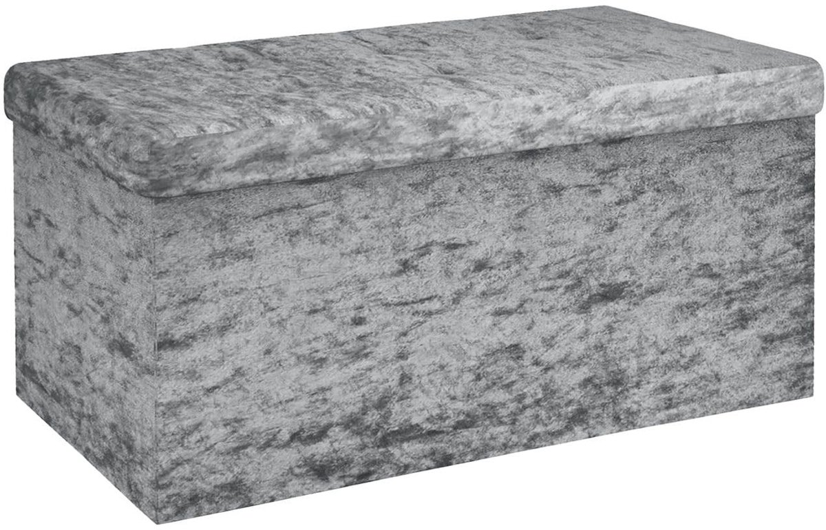 Omgoods - Vouwbare Zithocker met Opbergruimte 76x38x38 cm in Velvet Grijs