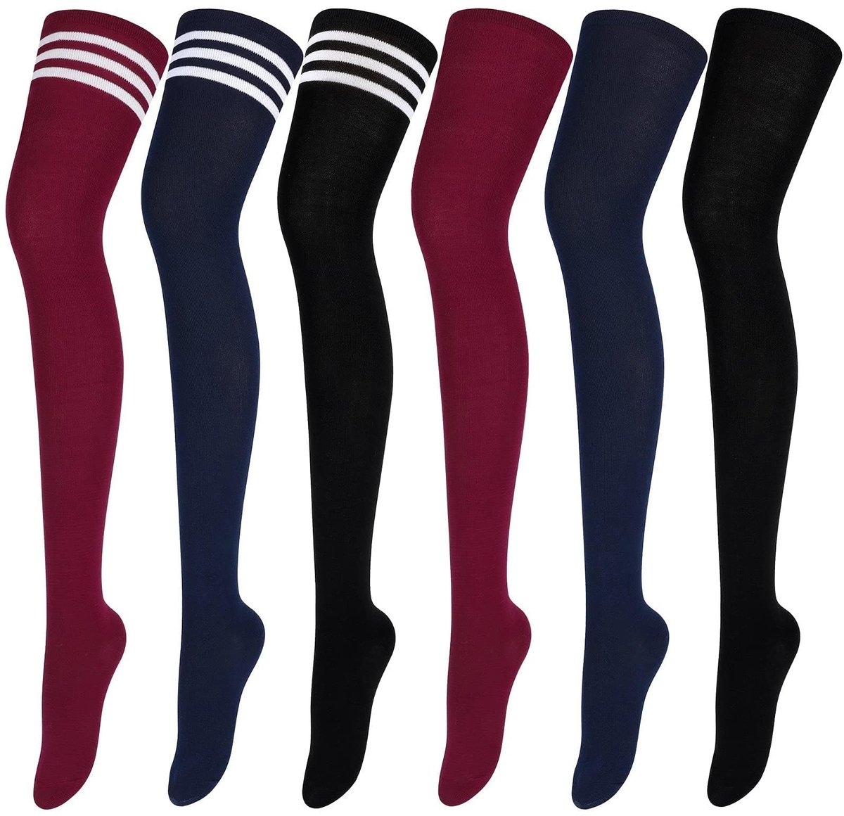 Omgoods - 6 Paar Dames Thigh High Kousen voor Cosplay en Dagelijks Gebruik