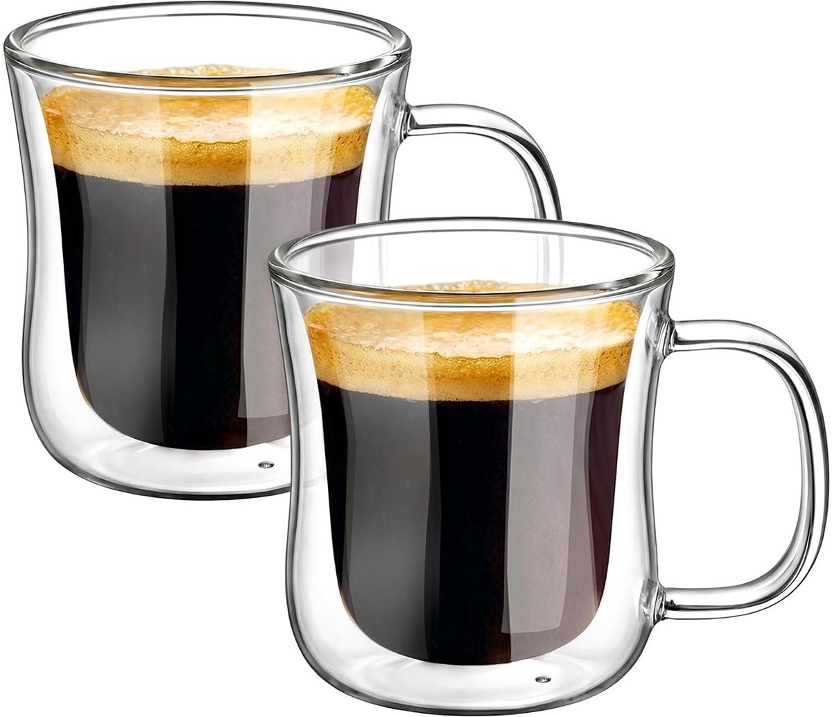 Omgoods - Set van 2 Dubbelwandige Espresso Glazen van Borosilicaat