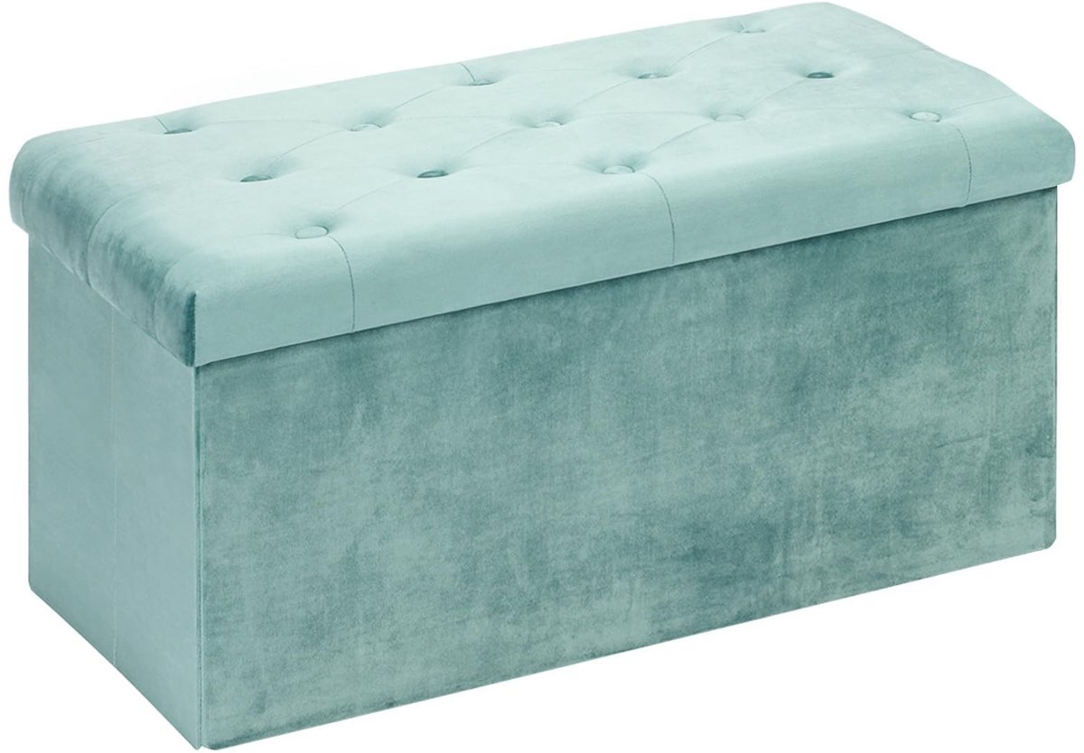 Omgoods - Velvet Opbergbank met Deksel, 80 x 40 x 40 cm, Groen