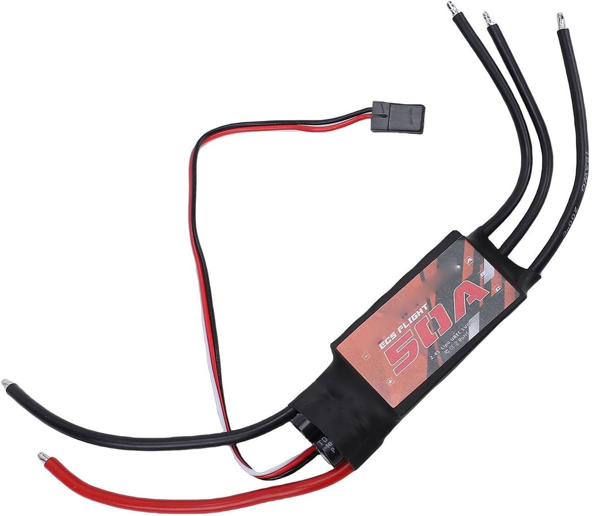 Borstelloze Elektronische Snelheidsregelaar 50A voor Quadcopter en Multicopter, Overstroombeveiliging, Compatibel met 2-4S Lipo-batterijen, Ideaal voor Drone Enthousiastelingen
