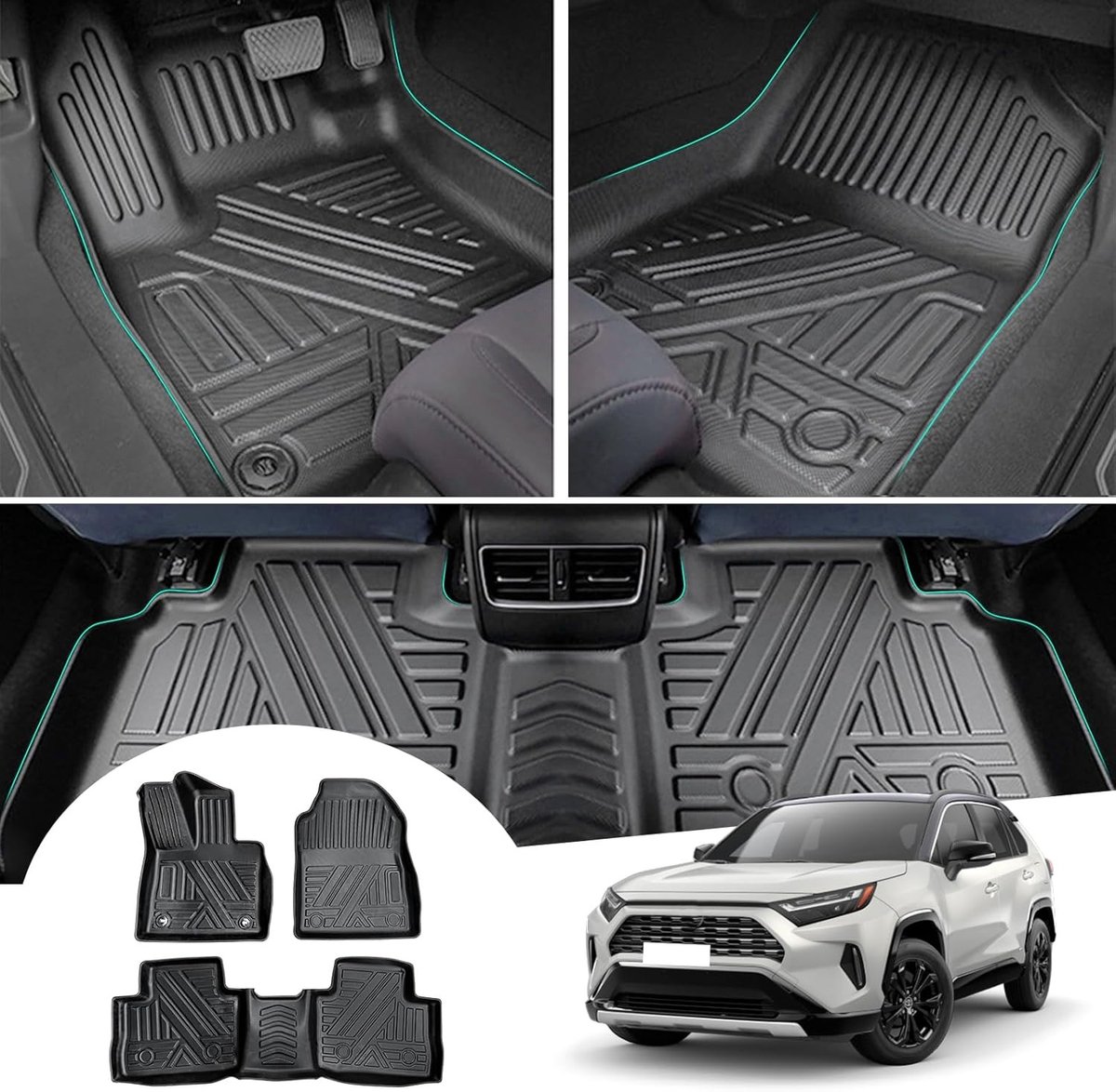 Vloermatten voor Toyota RAV4 XA50 Hybrid HEV 2019-2024 - Rubber, 3D Scanning, Hoge Randen, Perfecte Pasvorm en Duurzaam