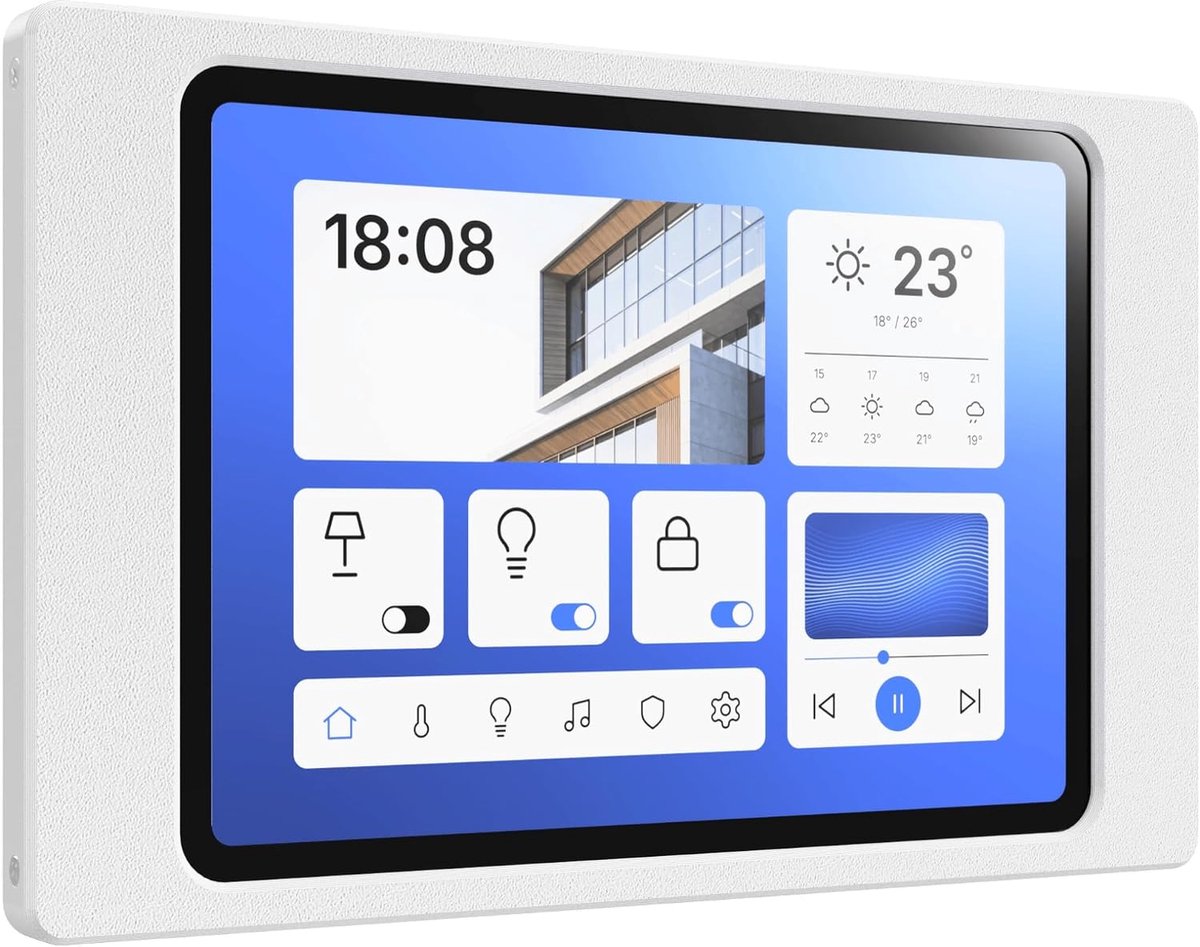 Wandhouder voor iPad mini 4/5 Generatie (7,9 inch, 2015/2019) - Perfect Passend & Plat Frame voor Smart Home Display & Dashboard - Vaste Montage met Kabeldoorvoer - Wit