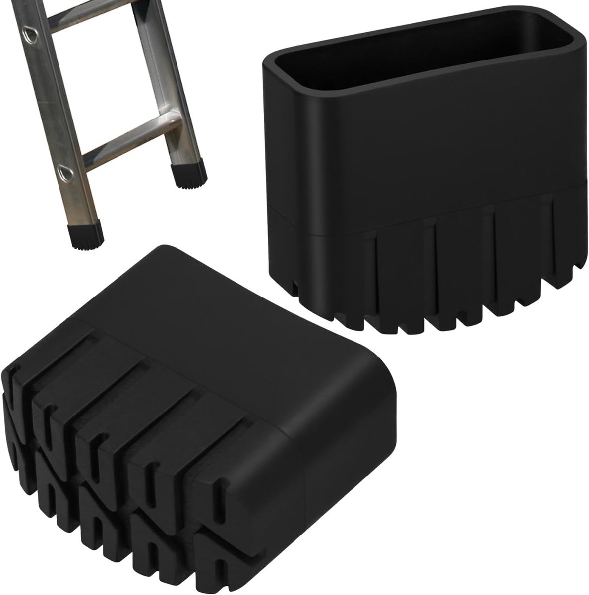 Voetdoppen voor ladders met sporten rubberen voetjes voor ladders doppen voor rechte sporten bestand tegen hoge temperaturen en slijtage (2 stuks, 20 x 50 mm) | Kappen voor trappen, bestand tegen hoge temperaturen, slijtvast, 2 stuks