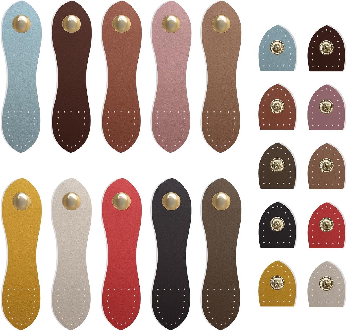 10 Sets Leren Snap Buckles voor Haakwerk Tassen, Kleurige PU Leren Sluitingen, Knopen voor Naaien en DIY Tassen