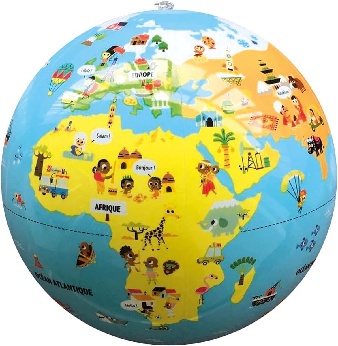 - Opblaasbare wereldbol "De kleine reizigers" 30 cm - Een wereldbol voor een eerste ontdekking van de wereld en verschillende culturen - 070F, Blauw