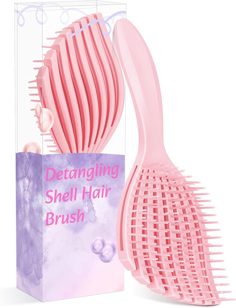 Flexibele Roze Borstel, Haarborstel voor Nat & Droog Haar, Pijnloos Ontwarren, Zachte Rubberen Tanden voor Hoofdhuidverzorging, Volume voor Dun Haar