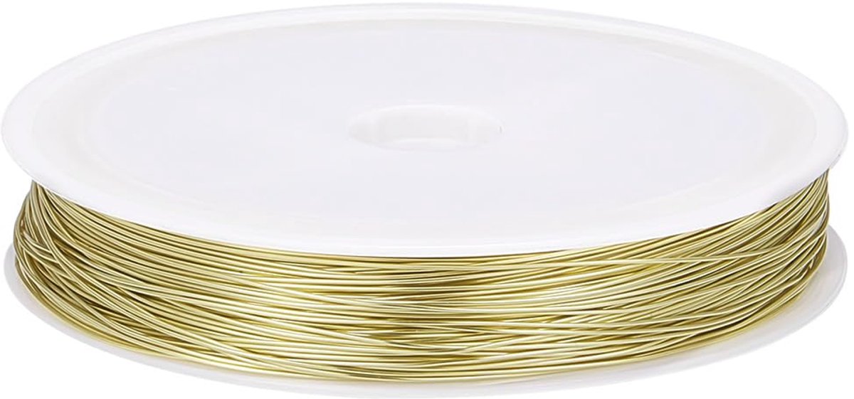 24 Gauge 0,5 mm 50 Meter knutseldraad voor het maken van sieraden 14K verguld rond gepolijst beschermd tegen aanslag buigzaam koperen metaal knutseldraad met een spoel voor DIY-accessoires