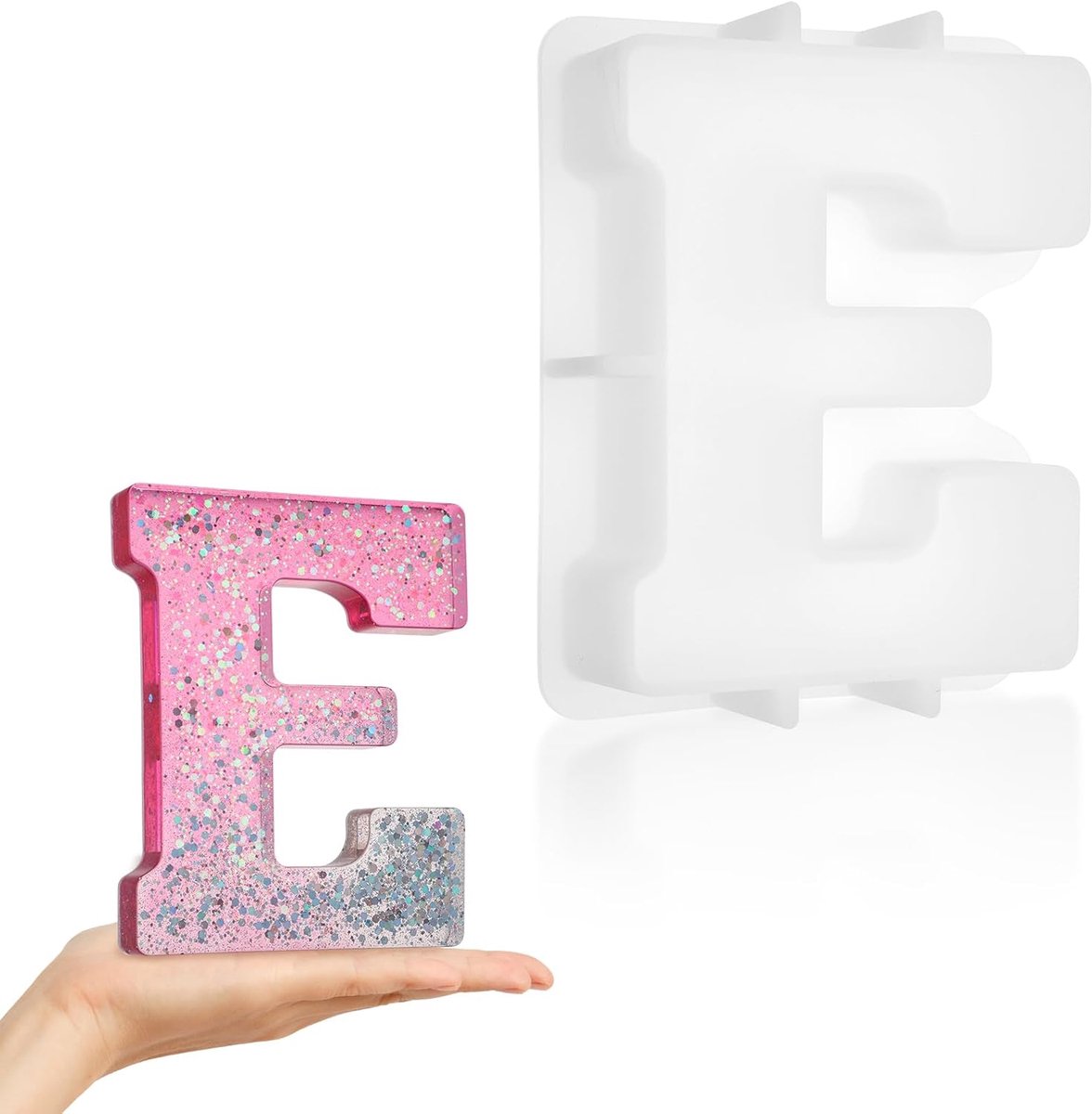 Letter Siliconen Gietvormen, 7 inch Grote Brief Epoxy Mallen voor Hars, 3D Alfabet Silicone Vormen, voor Bruiloft Decoratie, Art Craft Ornamenten, Kaarsen Maken (E)