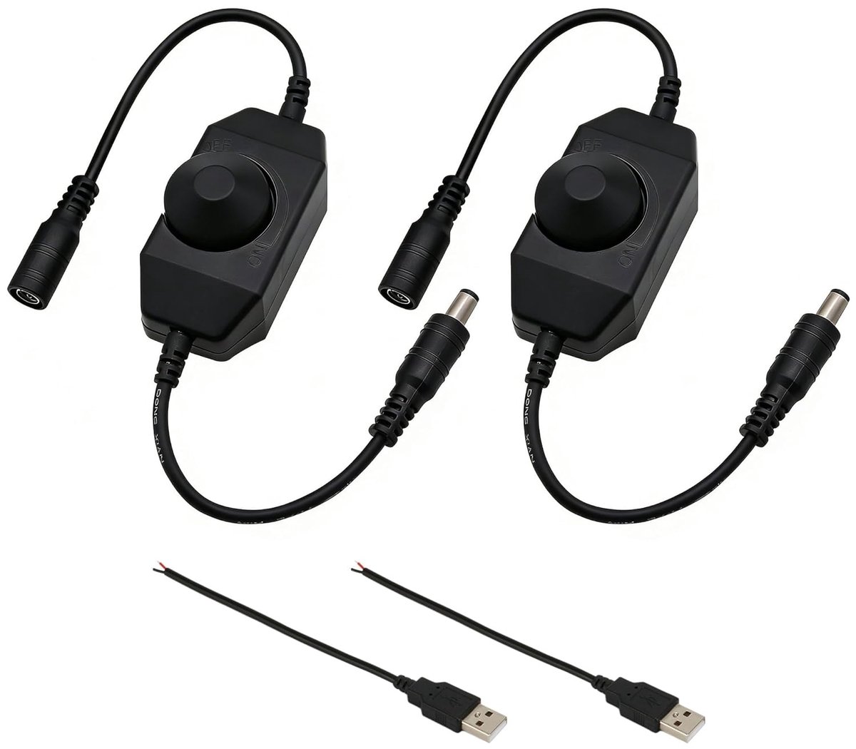 2 stuks 24 V DC led-dimmer voor ledstrips, traploze helderheidsregelaar met draaiknop, compatibel met ledstrips, eenvoudige installatie, zwart
