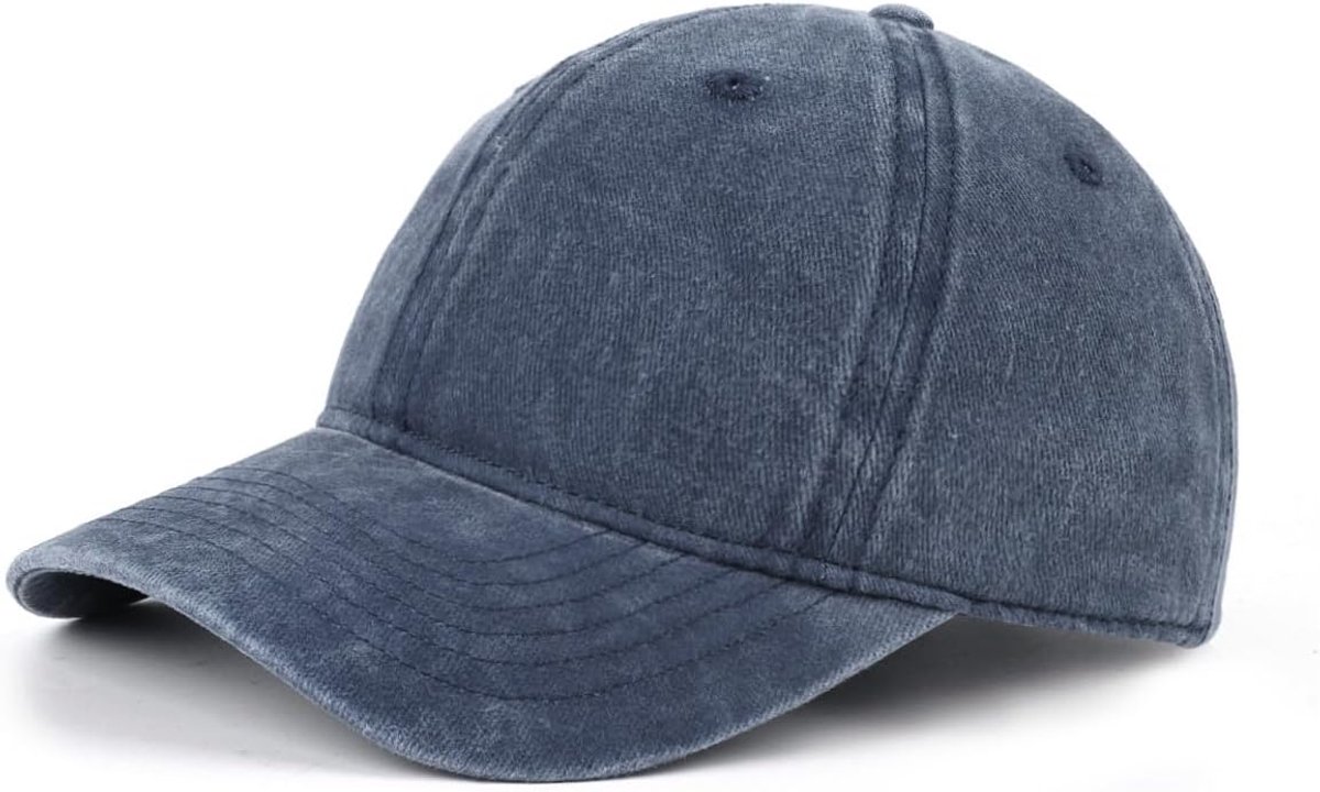 Kleine maat gewassen denim baseballpet, verstelbare papa-hoed voor kleine hoofden (21,3"-22"), Petite Fade sportpet