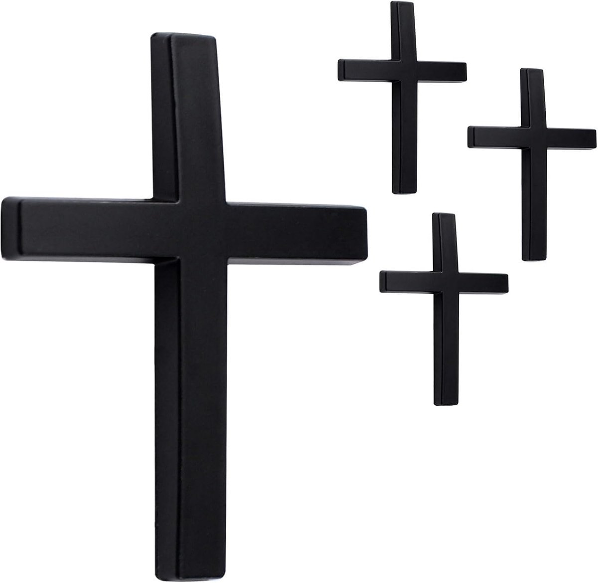 4 stuks kruis auto sticker, zwarte auto embleem badge sticker christelijke metalen Jezus stickers voor vrachtwagens 3D cover krasstickers voor automotive