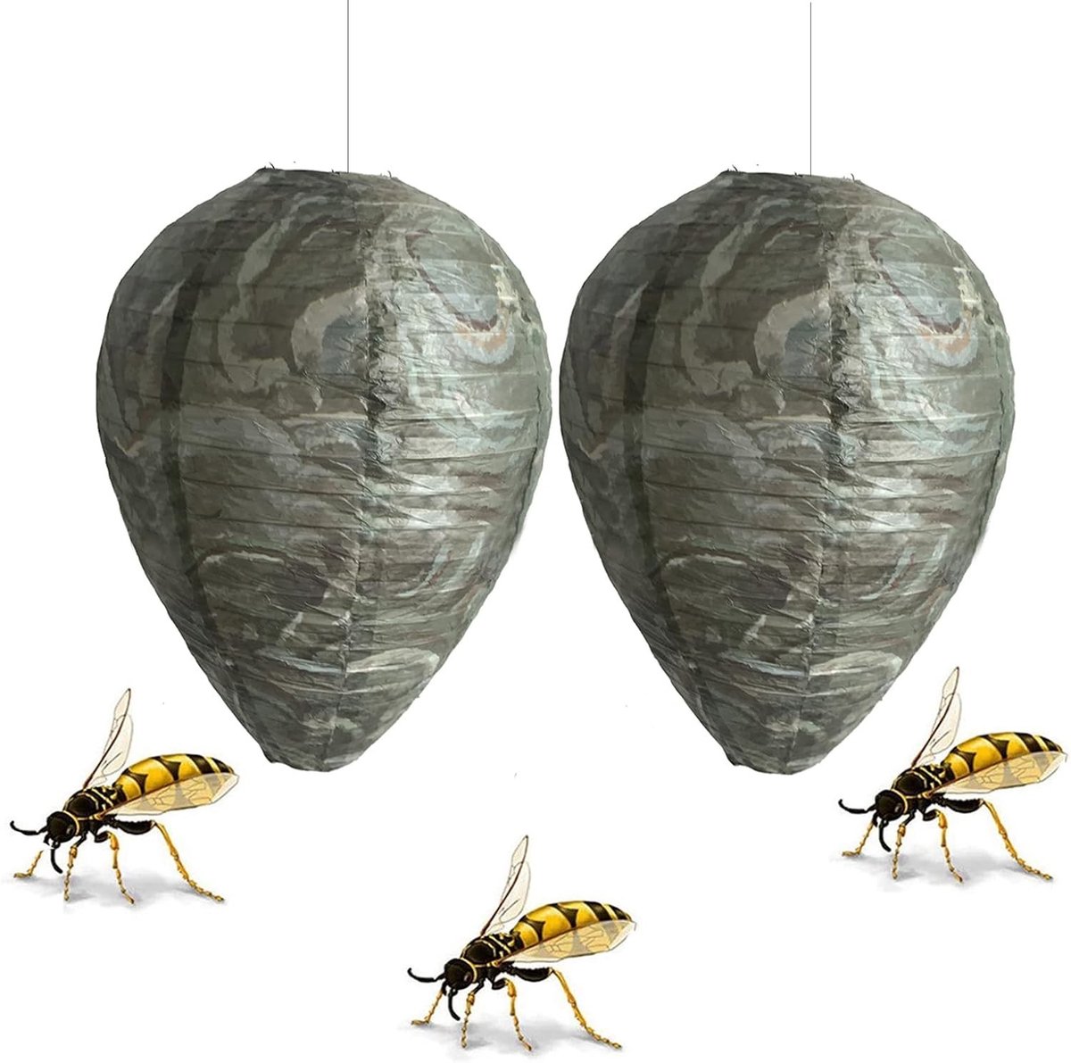 Effectieve Nep Wespennest voor Buitengebruik - Eco-vriendelijk en Veilig Afschrikmiddel voor Bijen en Hornets - Natuurlijke Wespafschrikker voor Tuin en Huis (Donkergroen) - 2 Stuks