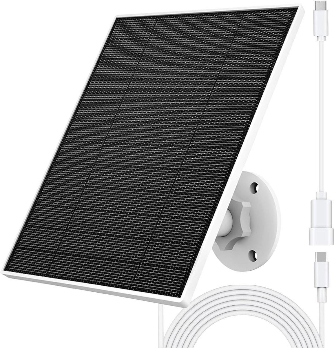 5W zonnepaneel voor Eufy camera, compatibel met Eufycam 3/3C/2/2 Pro/2C/2C Pro/E/E20/E40/L20/L40, zonne-oplader voor camera met USB-C-poort, micro-USB-adapter, IP65 waterdicht