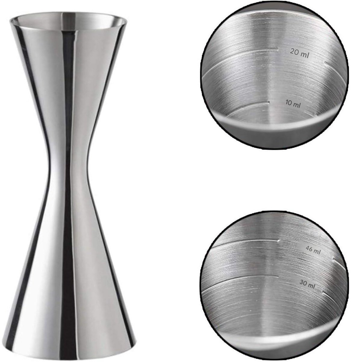SSTRWGOOD Maatbeker en Maten - Dubbelzijdige Cocktail Jigger - 30/60ml Edelstalen Maatbeker met Duidelijke Schaalverdeling - Naadloos en Roestvrij - Geschikt voor Afwasmachine en Professioneel Bargebruik - Afmetingen 12,5x4/5cm - Inox