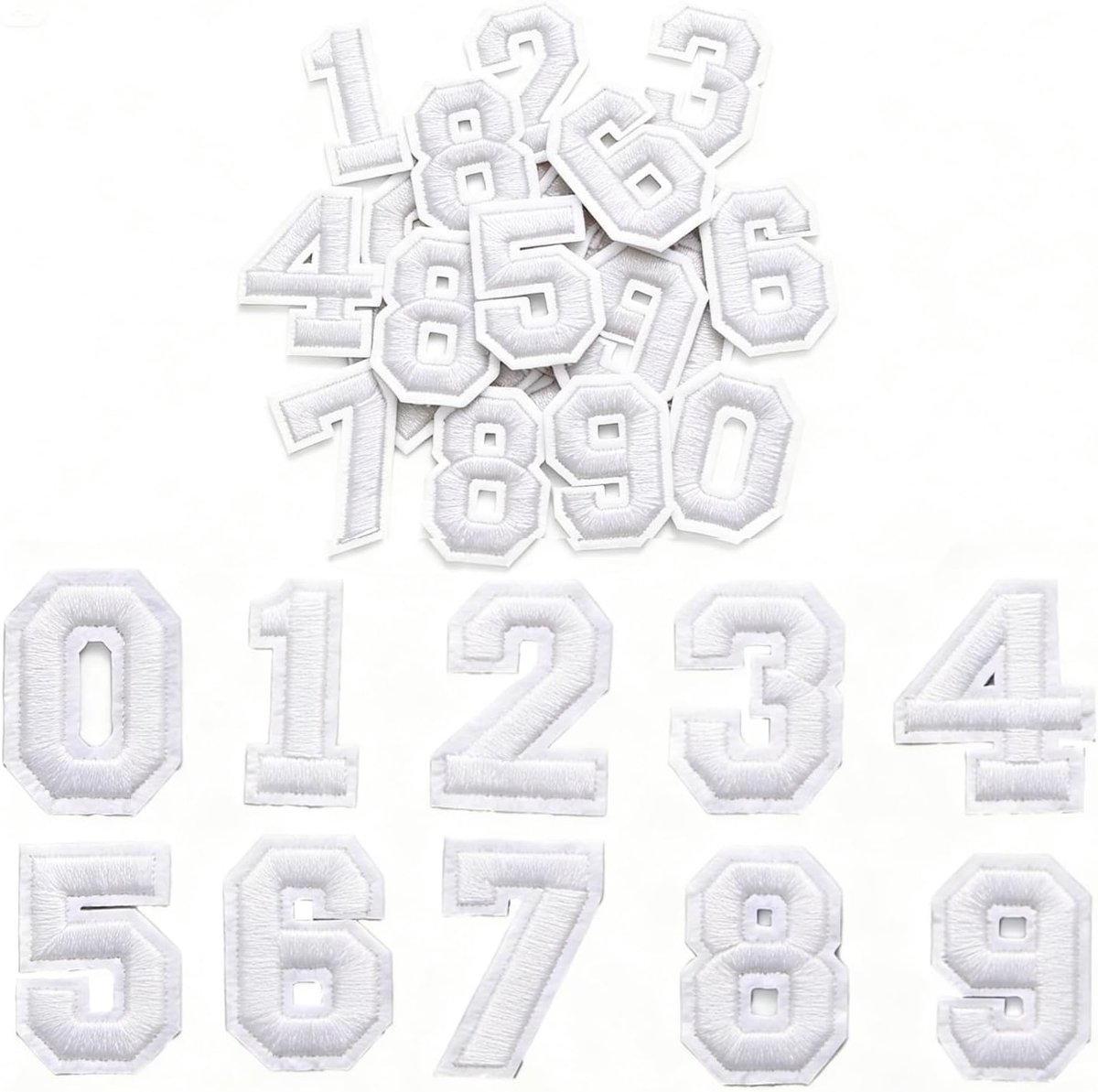 40 stuks strijkcijfers voor kleding, wit 0-9, 2 cm geborduurde transferpatches, accessoires voor kleding, jurken, hoeden, sokken, jeans