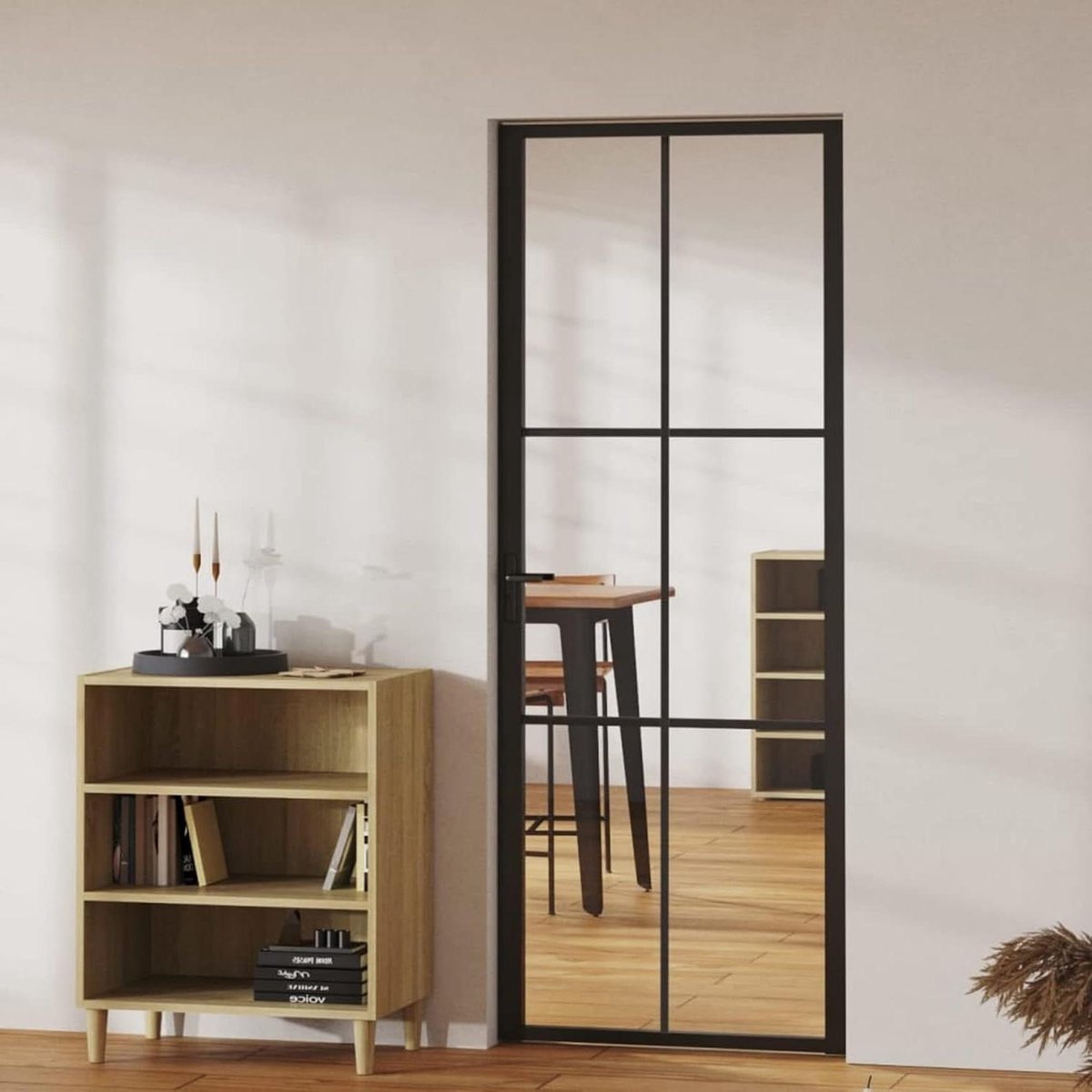 Binnendeur Glas - Glazen Deur - Kamer Afscheiden - Gehard Veiligheidsglas - 76 x 201.5 cm - Zwart