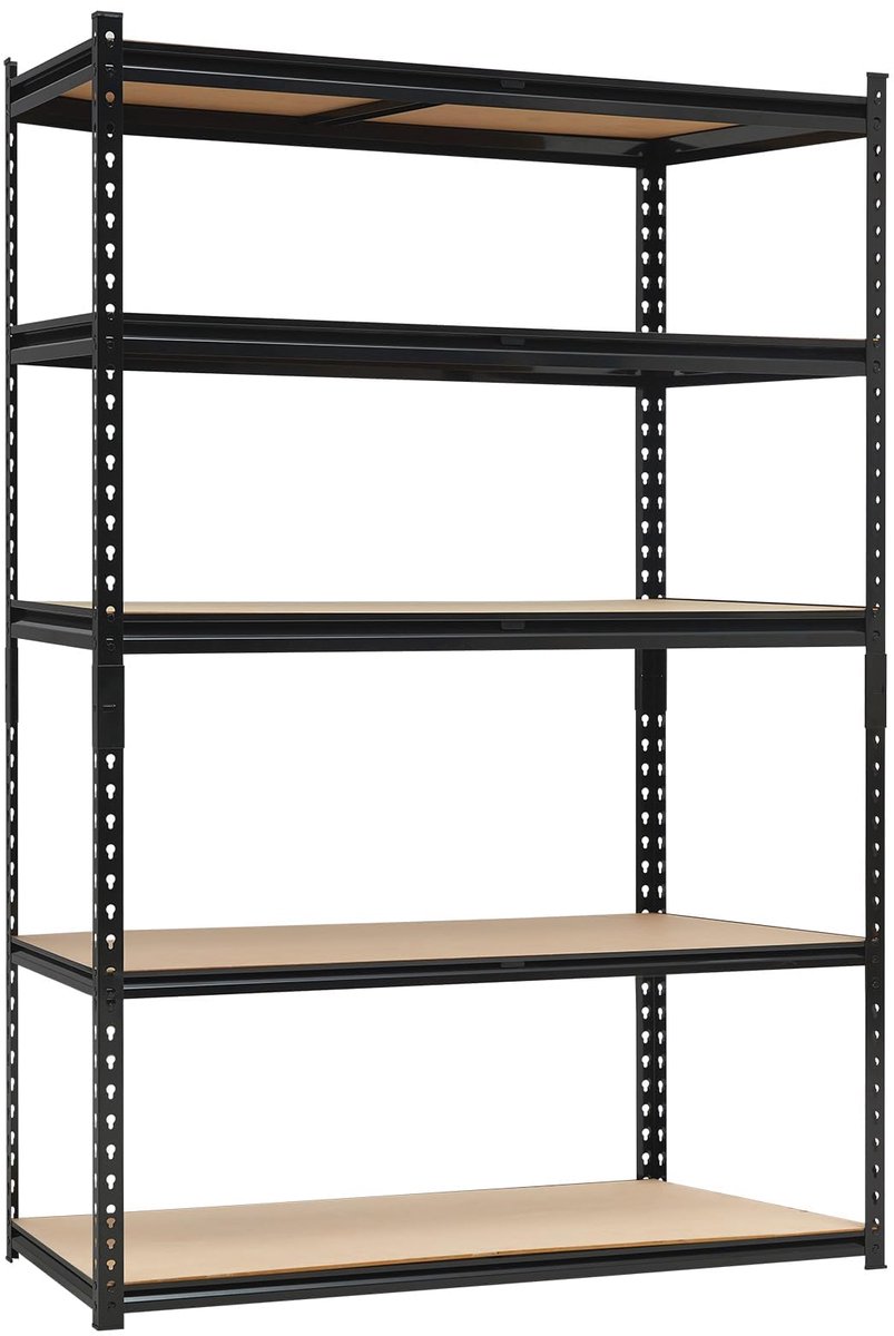 Opbergrek Voor Keuken - Verstelbaar Metalen Rek - 90 x 40 x 180 cm - 5-Laags - Zwarte Matte Afwerking