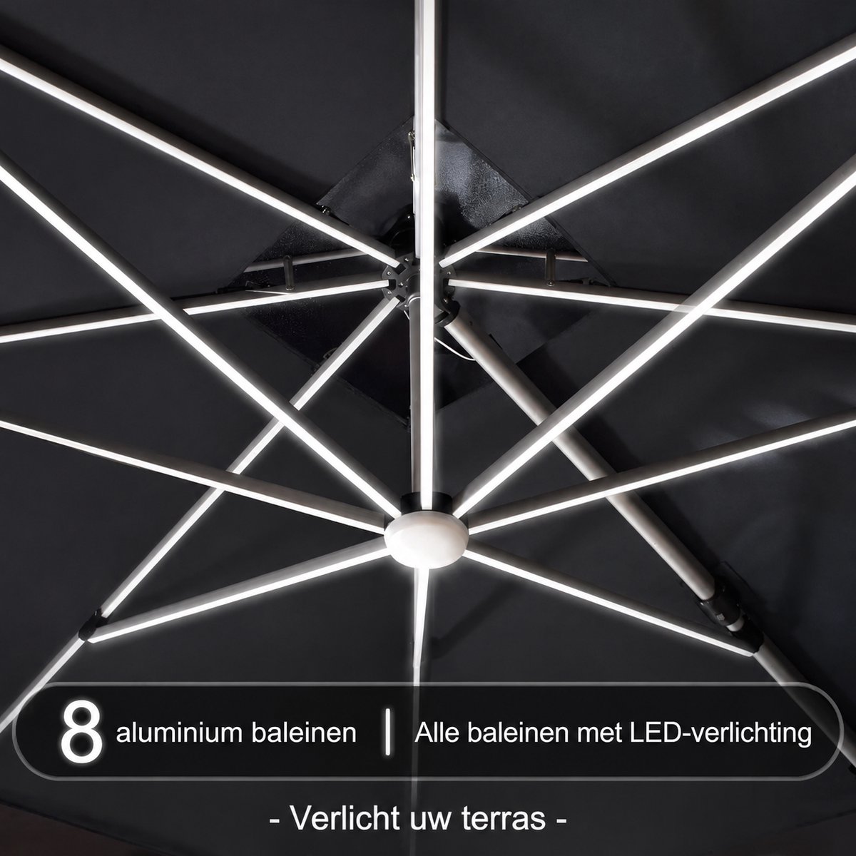 Purple Leaf Zweefparasol met ledverlichting 400x300 cm - Grijs