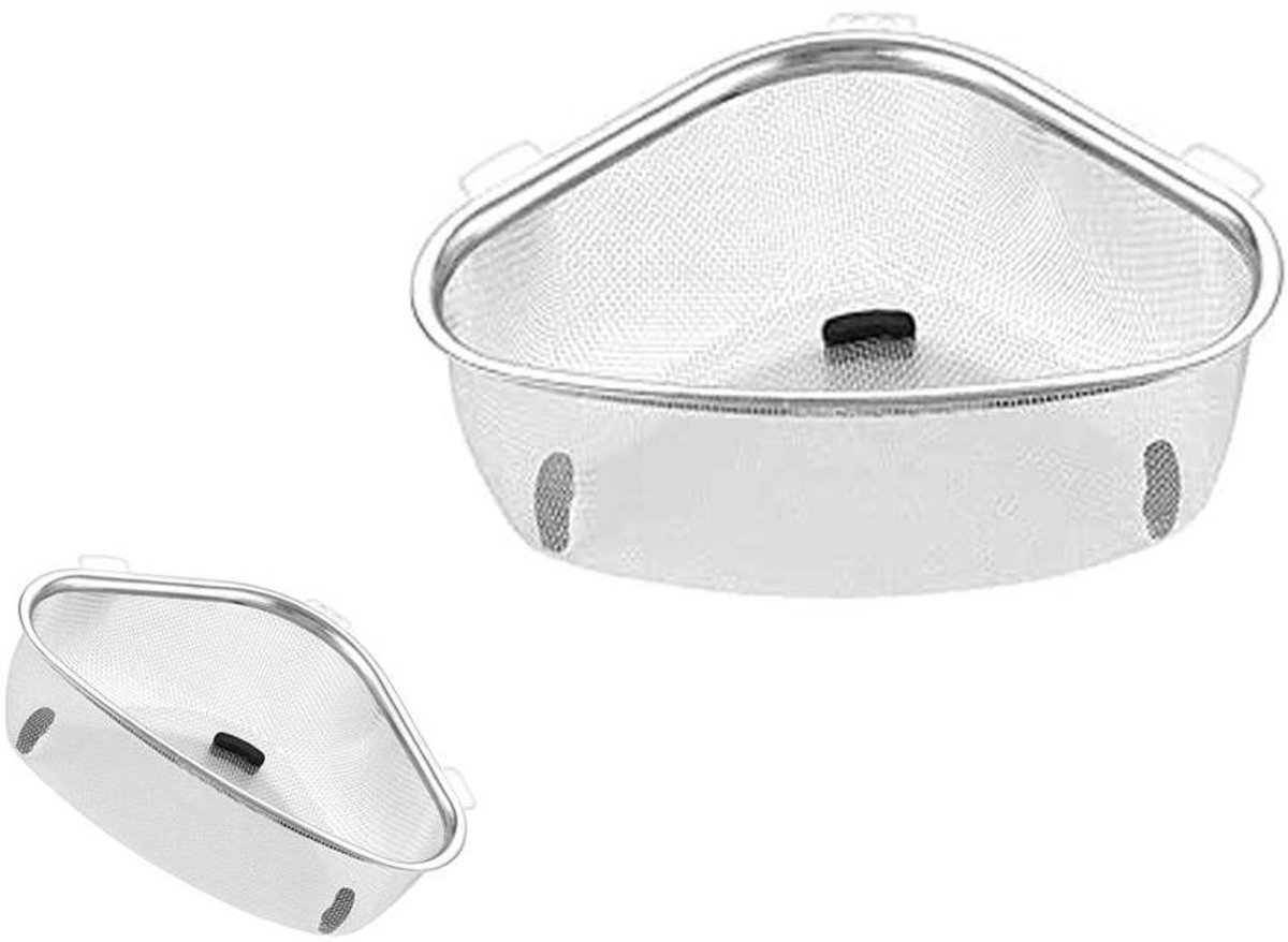 KZQ RVS afvoerzeef - Multifunctioneel afvoerzeefje, voorkomt verstopping, kan vrijstaand of aan de muur gemonteerd worden - Geschikt voor groenten, fruit en serviesgoed - 22 x 8 x 15,5 cm - Zilver