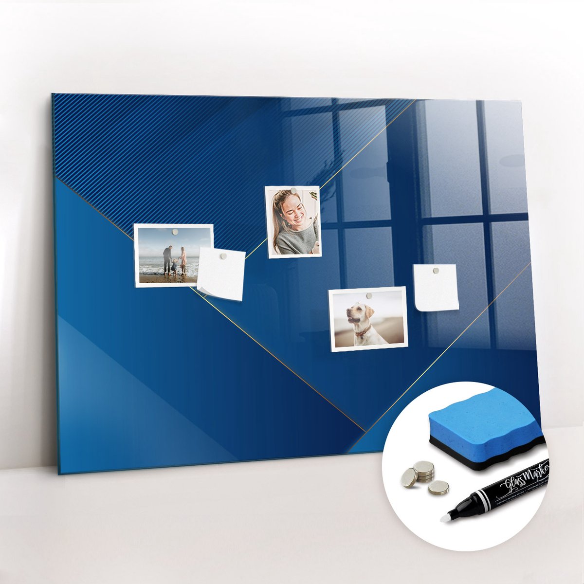 Tulup Whitebord - Decoratieve abstractie - 100 x 70 cm - Marine Magnet Board - Gratis 5 Sterke Magneten + Whiteboard Marker & Wisser - Industrieel Wandbord - Magneetbord Design - Productiviteit Tools