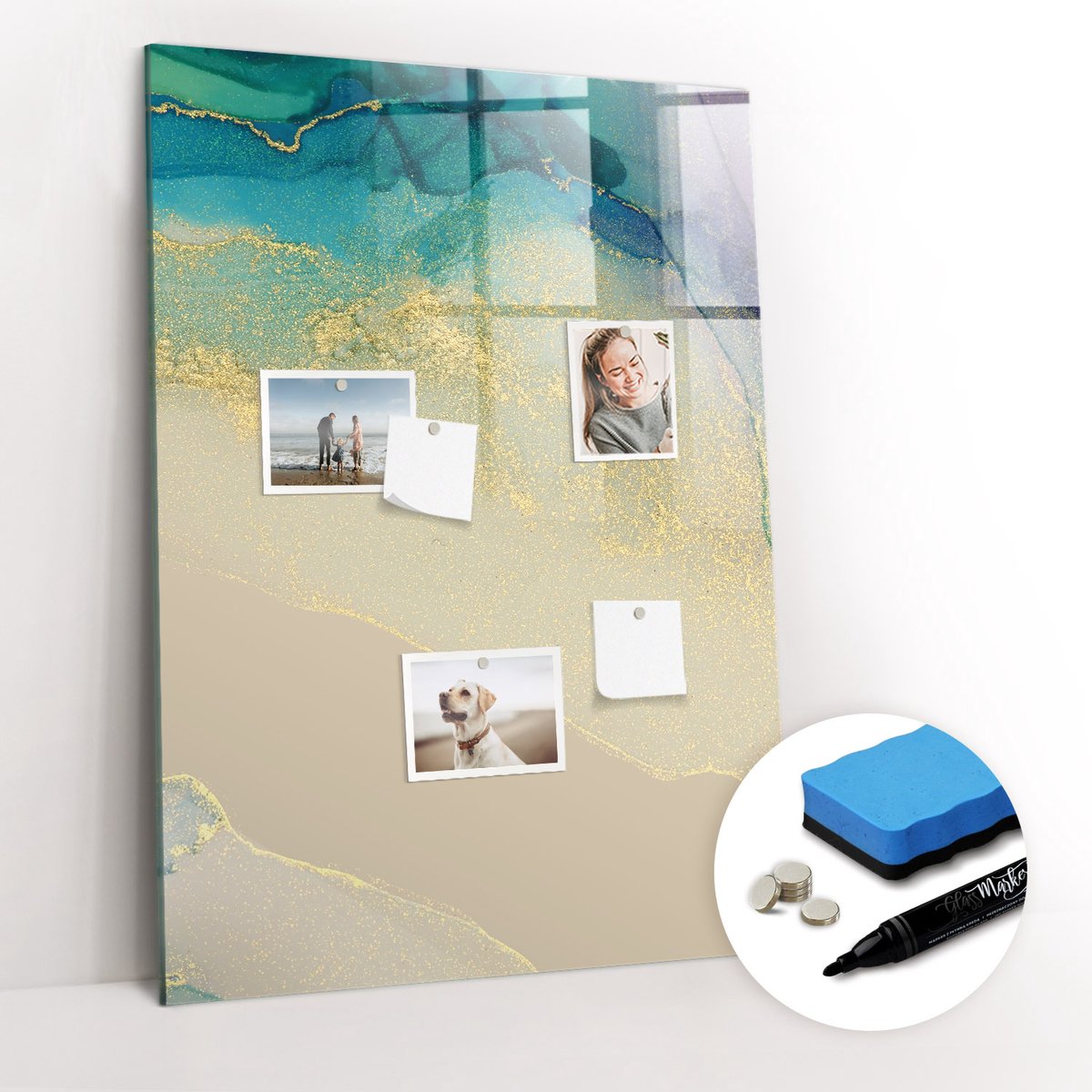 Tulup Whitebord - Lichtgekleurd marmer - 70 x 100 cm - Paars Magneetbord Design - Gratis 5 Sterke Magneten + Whiteboard Marker & Wisser - Industrieel Wandbord - Magneetbord Foto - Productiviteit Tools