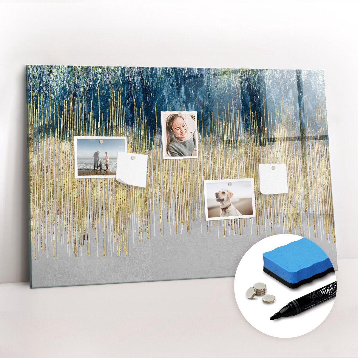 Tulup Whitebord - Decoratief patroon - 90 x 60 cm - Veelkleurig Memobord Keuken - Gratis 5 Sterke Magneten + Whiteboard Marker & Wisser - Interieur Accessoires Kantoor - Magnet Board - Inspiratiebord Kantoor