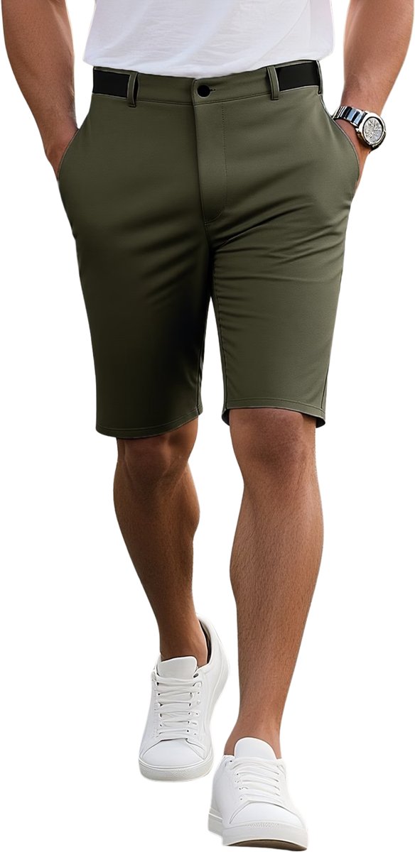 Currero Korte Broek Heren Golfbroek Spijkerbroek met Zakken Volwassenen Jongens Shorts varen Groen