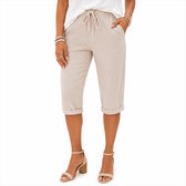 Modieuze driekwart broek - Dames - Kort - Beige - Linnen look