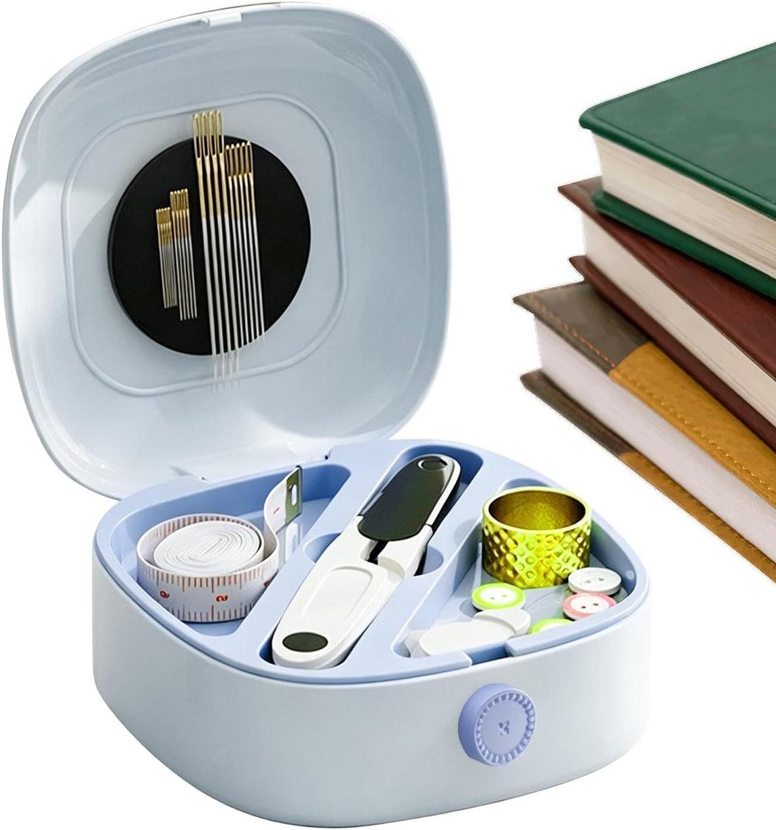 Naaisetje Organizer - Naaidoos Reparatiekit - Kleding Repareren - Magnetische Naaldhouder - 11.5x11.5cm - Blauw