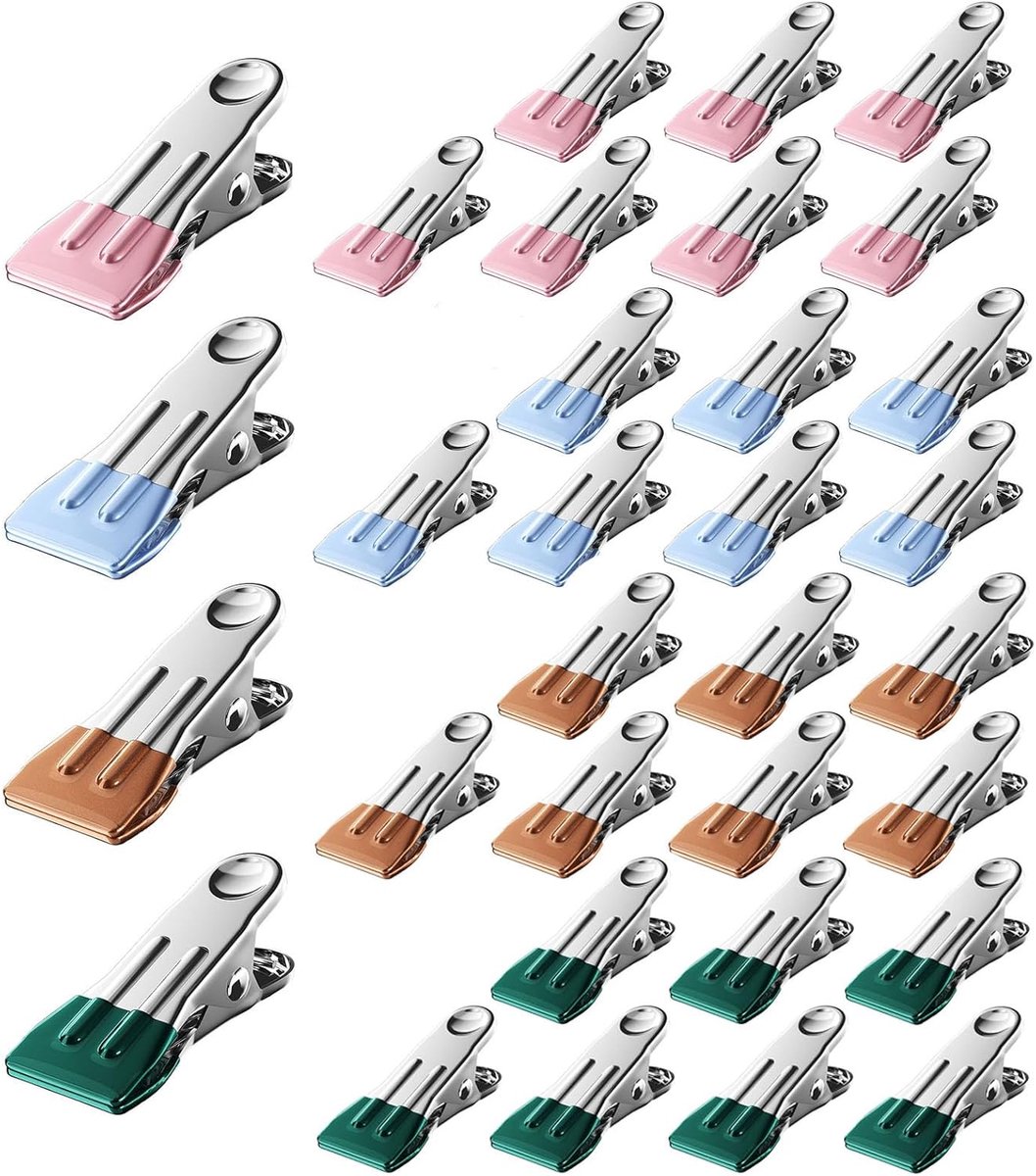 Clothes Pegs Stainless Steel 32 Pieces Without Print Metal Clothes Pegs Stable Metal Clips Multifunctional Non-Slip - ShopVlot