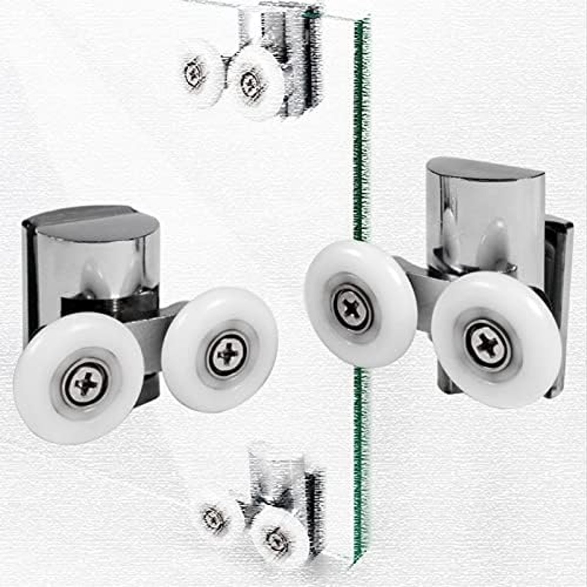 SnelShoppen - Cabinet Deuropen Roller Set, Glijdende Deur Pully 0.9 Inch Badkamer Kast Glasdeur Hangende Castor Boven Onder Roller Set met Glijdende D