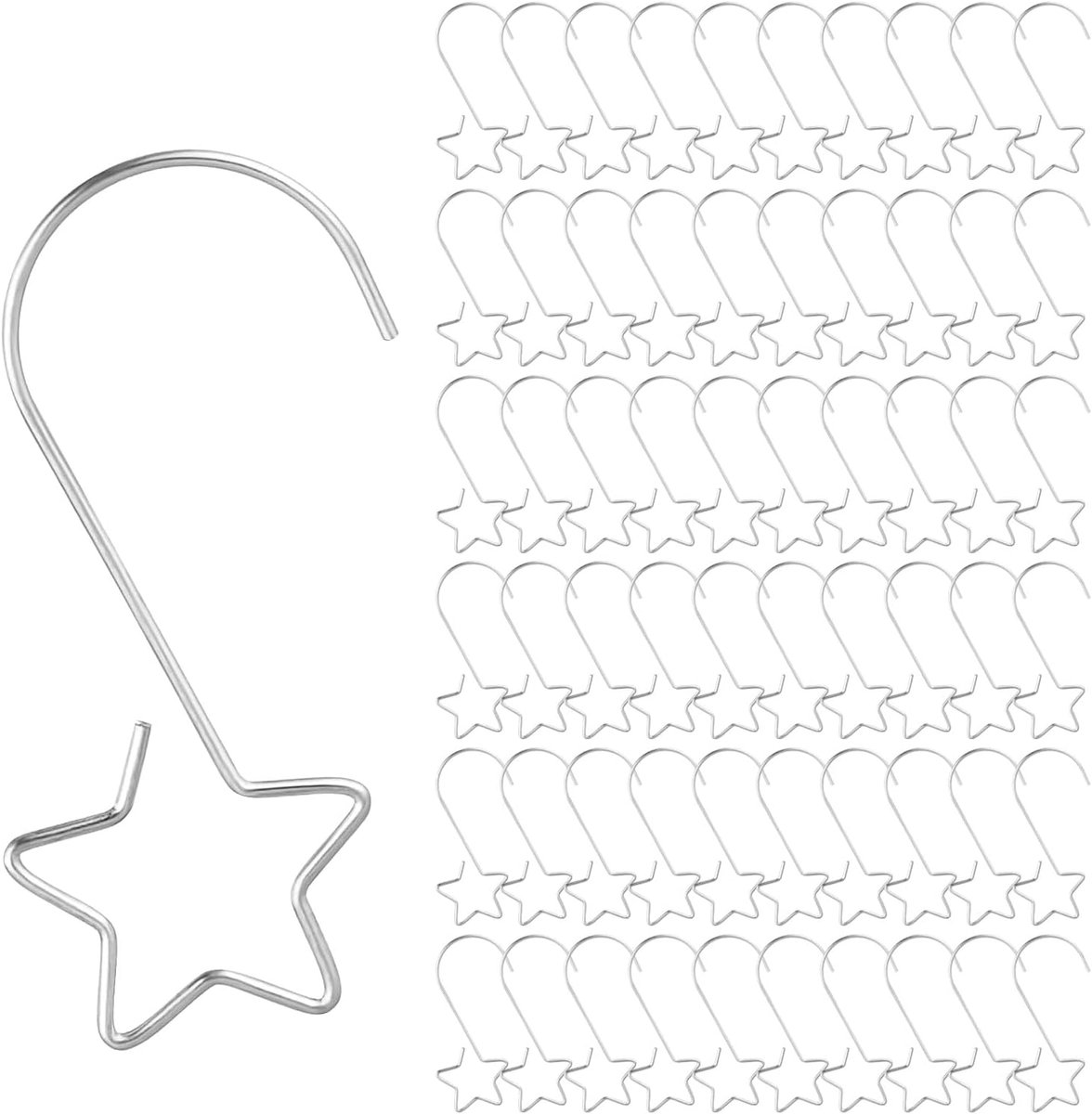 Kerstboomhaken set van 60 - kleine stervormige zilveren haken - duurzame materialen - ideaal voor kerstdecoratie - ShopVlot