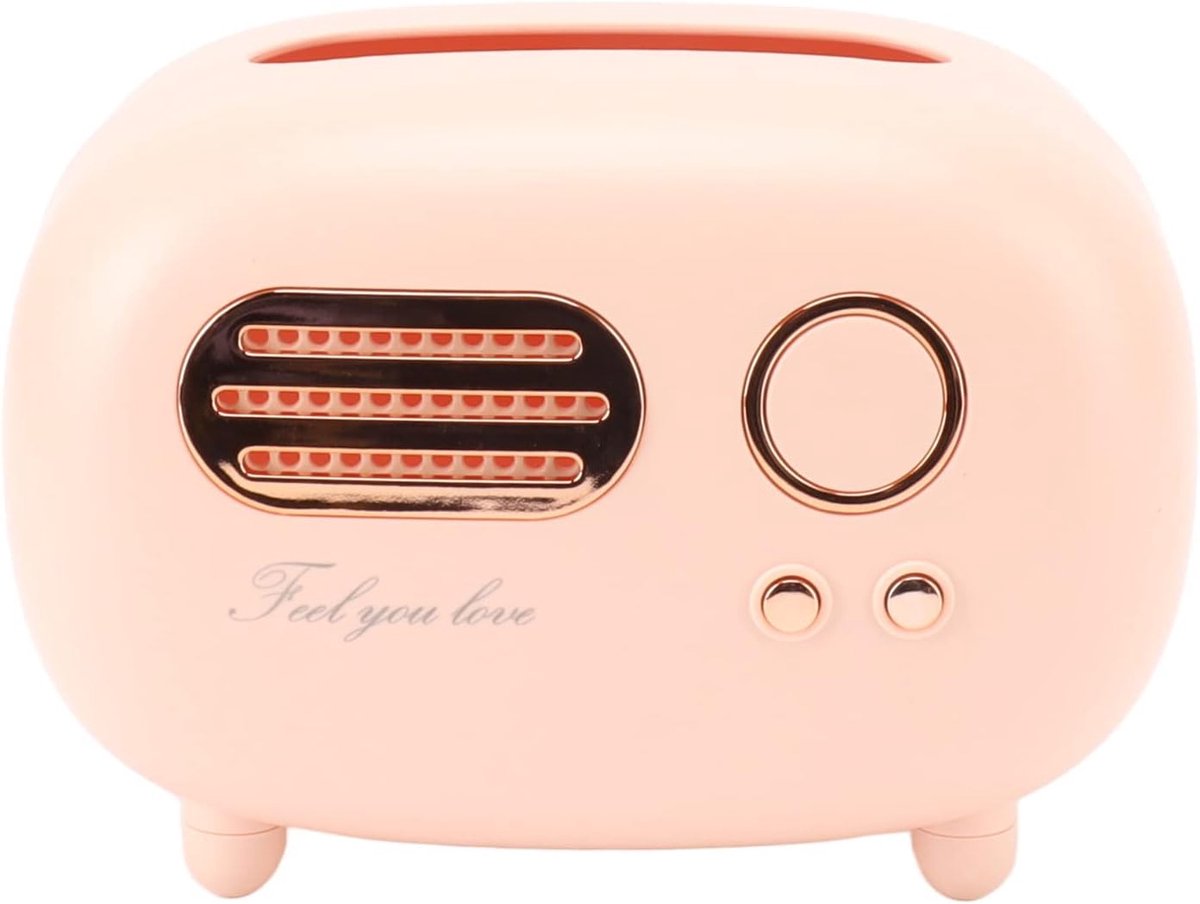 SnelShoppen - Vintage Radio Vorm Tissue Doos - Unieke Decoratie voor Slaapkamer Bureau Tafel - Kunststof - Roze - Retro Stijl