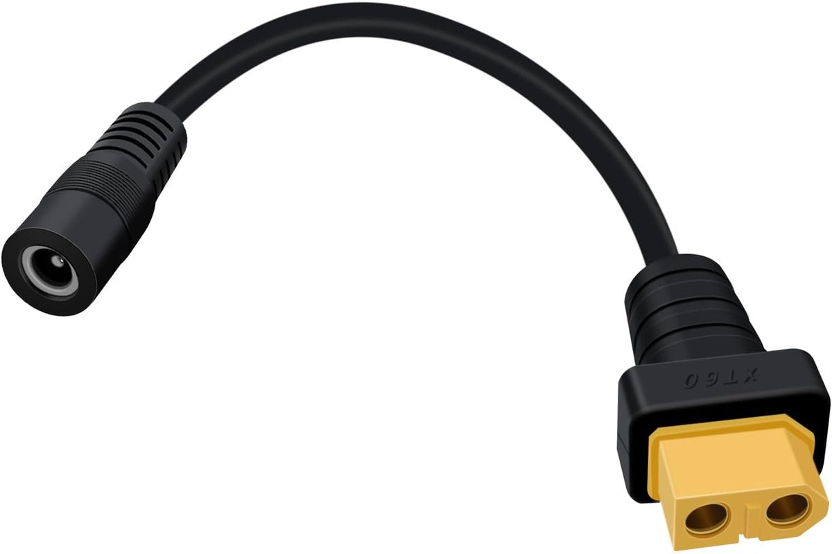 XT60 naar DC 5.5x21mm connector kabel - 30cm - 14AWG koperdraad - ideaal voor TS100 en zonne-accu-opladen - ShopVlot