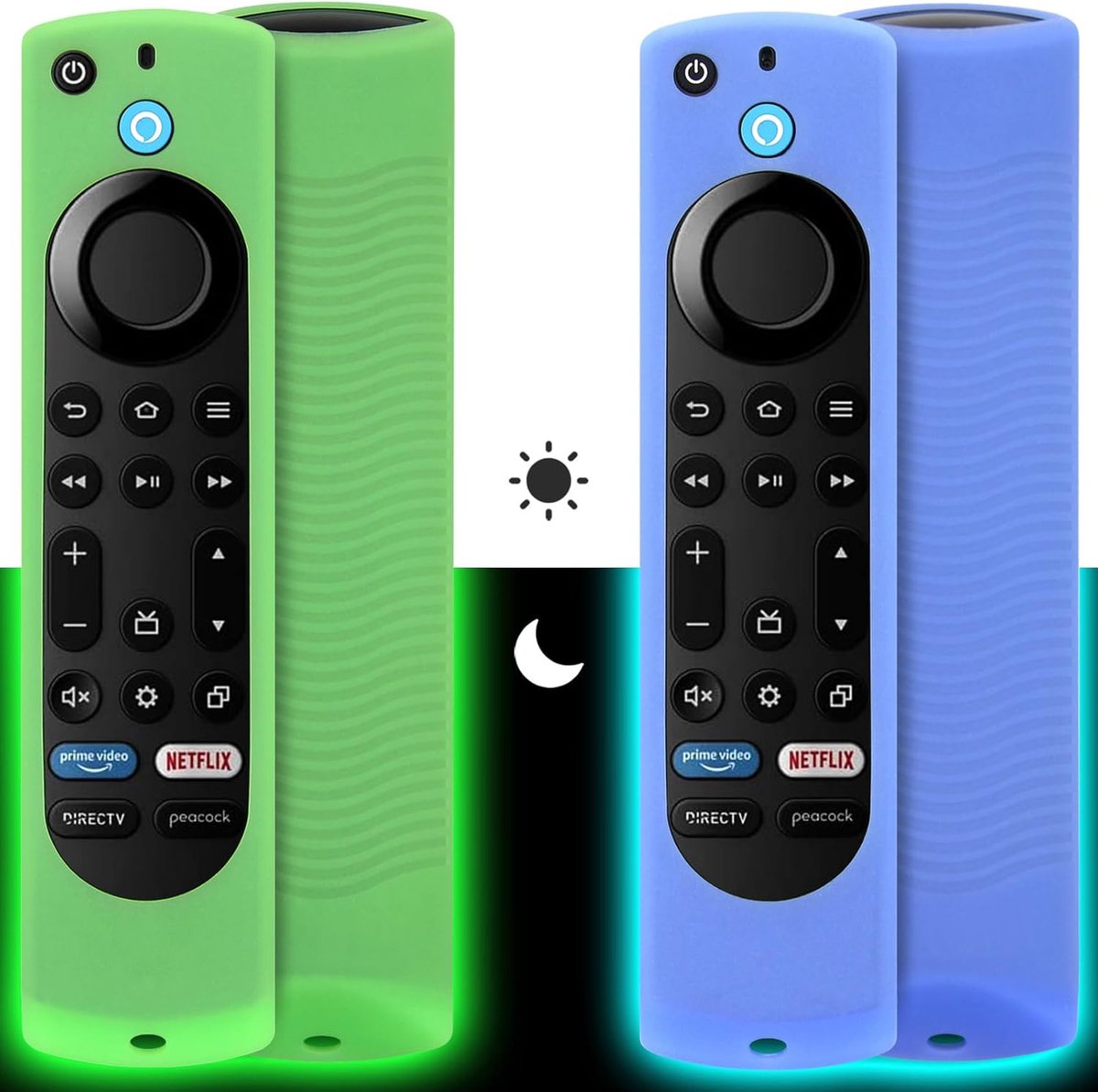 SnelShoppen - Silicone Afstandsbediening Hoes (2 Pack, Nachtglow) Geschikt voor Firestick 4K Max/Insignia/Pioneer/Fire TV 4 Series/Omni Alexa Stemafst