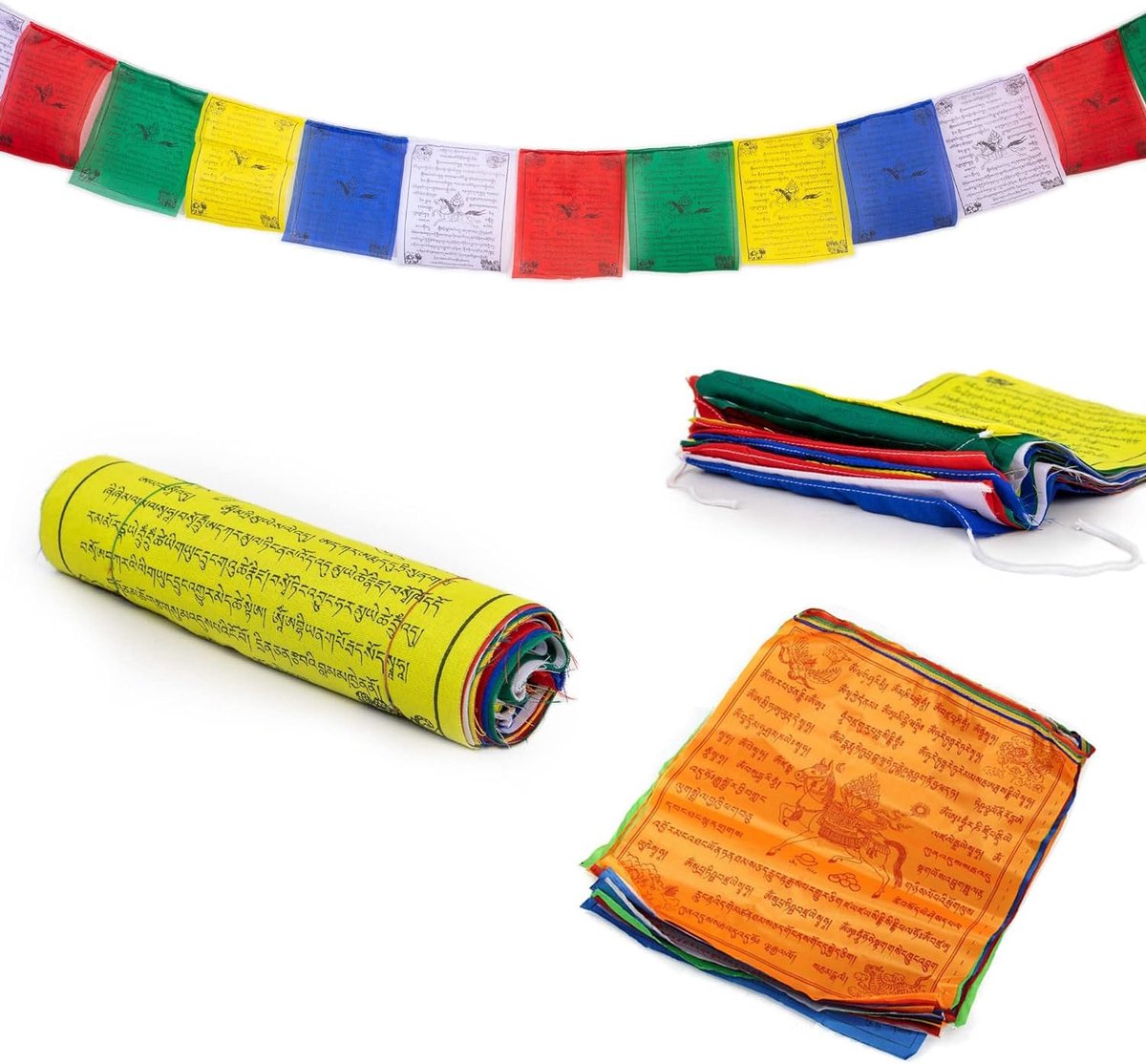 SnelShoppen - Tibetaanse Gebedsvlaggen, 6 Meter Lange Gebedsvlaggen voor Meditatie, Decoratie voor Tuin en Buitenshuis, 20 Pagina's, Blauwe en Witte V