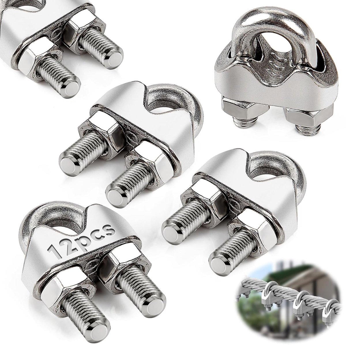 SnelShoppen - 12 Stuks Kabelclips 3 mm RVS A4(V4A) DIN741, Cable Clamp Beugels voor Kabels, Roestvrij Staal, Perfect voor Tuin, Keuken, Klussen