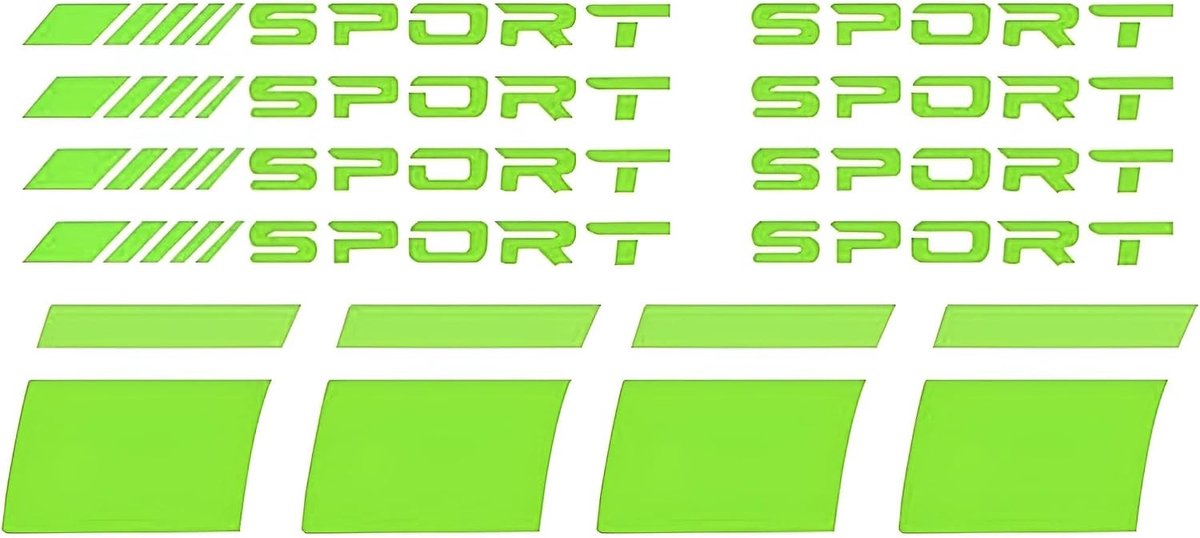 SnelShoppen - Pack van 12 Reflecterende Rubber Stickers voor Auto Banden, Veiligheidsaccessoires, Flexibel en Duurzaam, Groene Letterstrips voor Velge